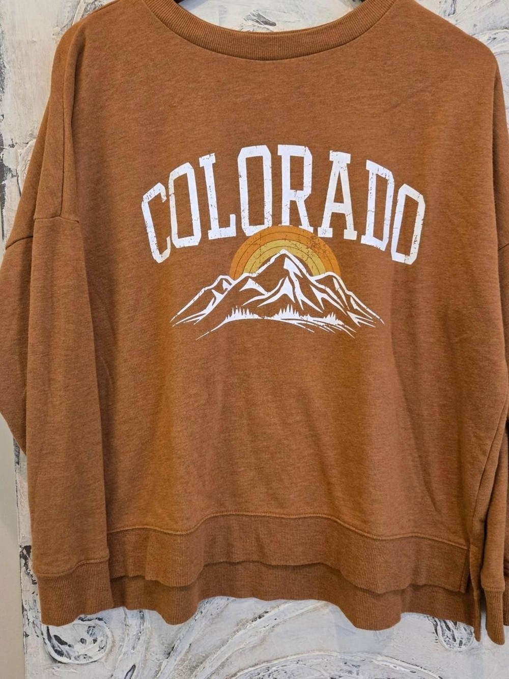 Colsie Rust Brown Colorado Graphic Crewneck Sweatshirt
